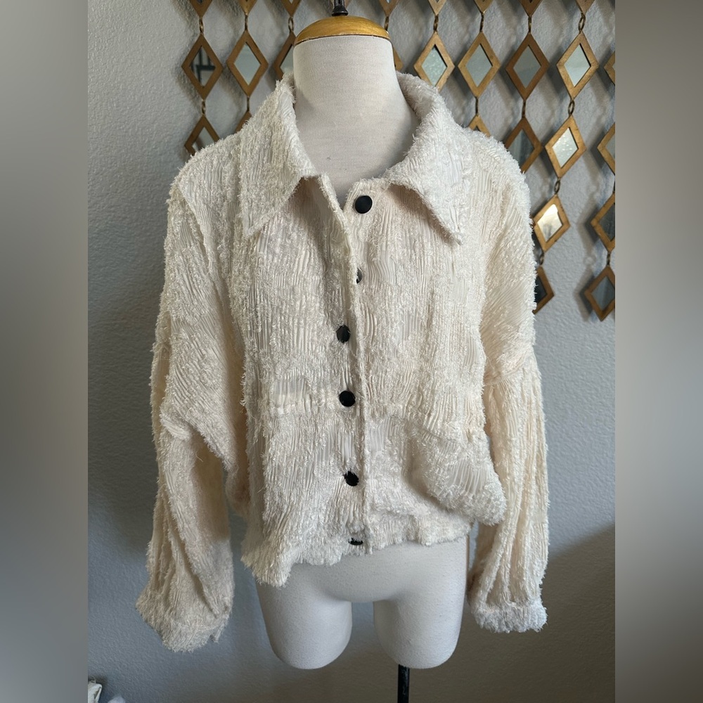 POL Cream Plush Button-Front Jacket - Picture 4 of 4